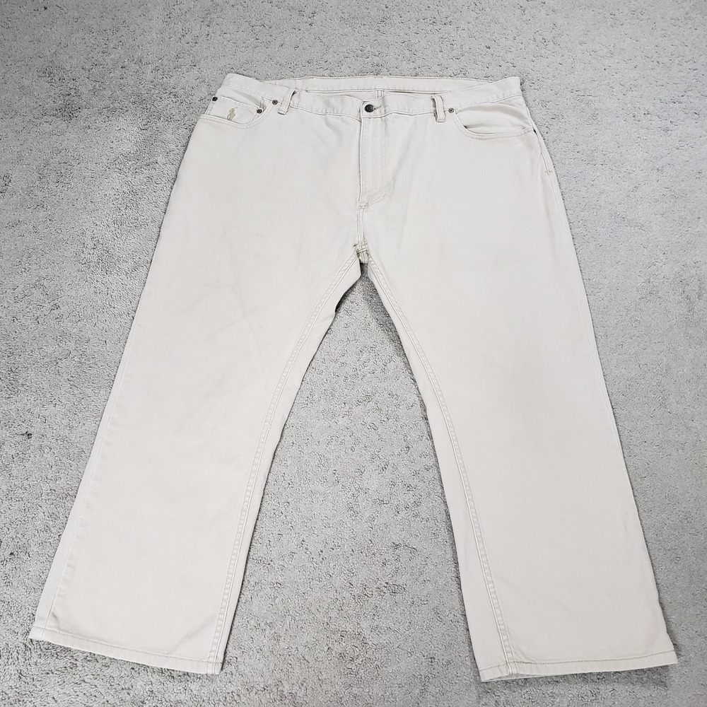 Polo Ralph Lauren 867 Classic Jeans Men 44BX28 Beige Cotton Y2K Big & Tall Pants
